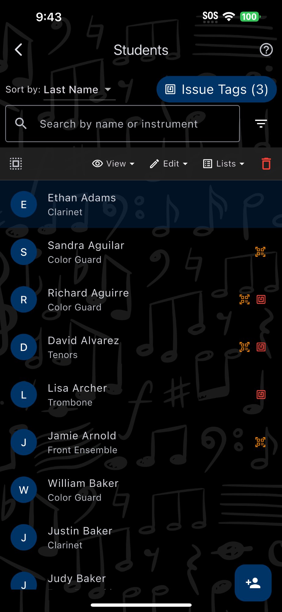 Student roster